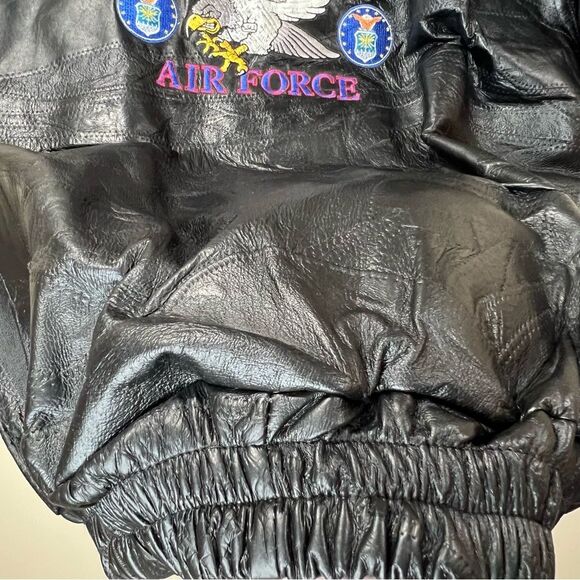 VTG 90’s Patchwork Leather Embroidered United States Air Force Eagle Jacket XL - Picture 10 of 13